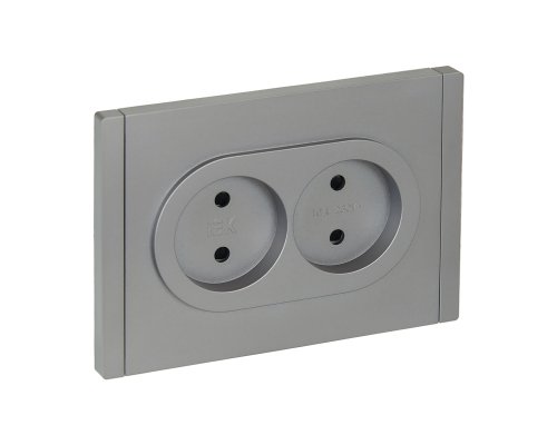 FORTE&PIANO Розетка 2-местная FP525 без заземления с защитными шторками безвинтовое крепление скрытой установки 10А сталь (FP-R23-10-1-K46)