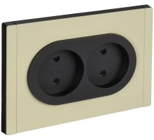 FORTE&PIANO Розетка 2-местная FP825M без заземления с защитными шторками безвинтовое крепление скрытой установки 10А металл слоновая кость (FP-R23-10-1-M-K41)
