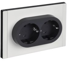 FORTE&PIANO Розетка 2-местная FP224M с заземлением без защитных шторок безвинтовое крепление скрытой установки 16А металл белый (FP-R21-16-1-M-K01)