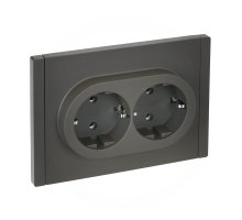 FORTE&PIANO Розетка 2-местная FP324 с заземлением без защитных шторок безвинтовое крепление скрытой установки 16А серый (FP-R21-16-1-K03)
