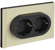 FORTE&PIANO Розетка 2-местная FP824M с заземлением без защитных шторок безвинтовое крепление скрытой установки 16А металл слоновая кость (FP-R21-16-1-M-K41)
