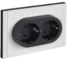FORTE&PIANO Розетка 2-местная FP223M с заземлением с защитными шторками безвинтовое крепление скрытой установки 16А металл белый (FP-R24-16-1-M-K01)