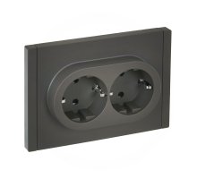 FORTE&PIANO Розетка 2-местная FP323 с заземлением с защитными шторками безвинтовое крепление скрытой установки 16А серый (FP-R24-16-1-K03)