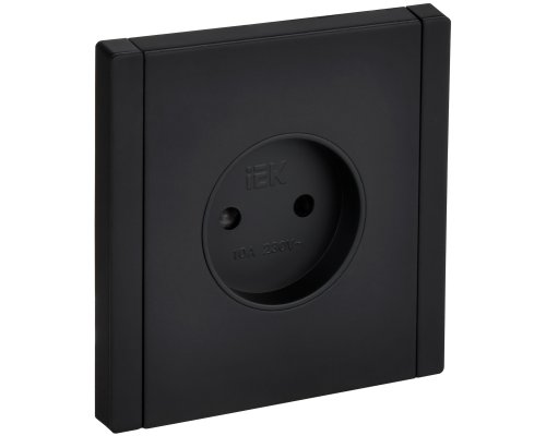 FORTE&PIANO Розетка 1-местная FP117M без заземления с защитными шторками винтовое крепление скрытой установки 10А металл черный (FP-R13-10-M-K02)