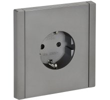 FORTE&PIANO Розетка 1-местная FP514 с заземлением без защитных шторок безвинтовое крепление скрытой установки 16А сталь (FP-R11-16-1-K46)