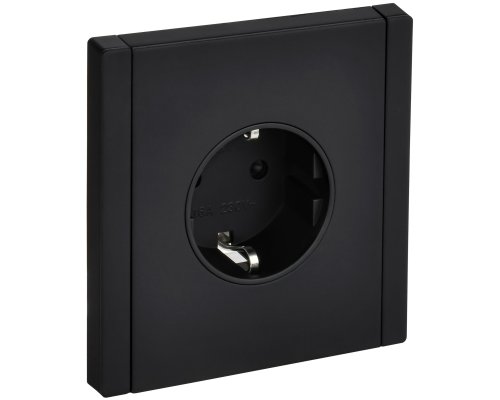 FORTE&PIANO Розетка 1-местная FP113M с заземлением с защитными шторками безвинтовое крепление скрытой установки 16А металл черный (FP-R14-16-1-M-K02)