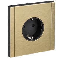 FORTE&PIANO Розетка 1-местная FP613M с заземлением с защитными шторками безвинтовое крепление скрытой установки 16А металл шампань (FP-R14-16-1-M-K37)