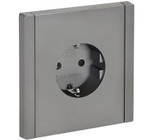 FORTE&PIANO Розетка 1-местная FP515 с заземлением с защитными шторками винтовое крепление скрытой установки 16А сталь (FP-R14-16-K46)