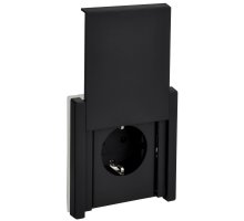 FORTE&PIANO Розетка 1-местная FP119M с заземлением с защитными шторками безвинтовое крепление скрытой установки 16А металл черный (FP-R16-16-1-44-M-K02)