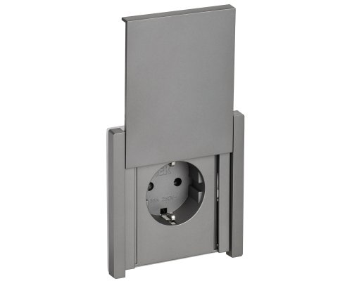 FORTE&PIANO Розетка 1-местная FP519 с заземлением с защитными шторками безвинтовое крепление скрытой установки 16А сталь (FP-R16-16-1-44-K46)