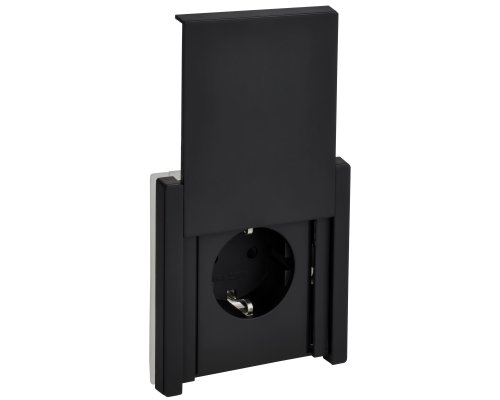 FORTE&PIANO Розетка 1-местная FP121M с заземлением с защитными шторками винтовое крепление скрытой установки 16А металл черный (FP-R16-16-44-M-K02)
