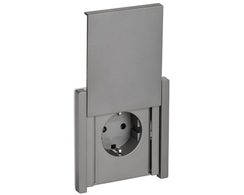 FORTE&PIANO Розетка 1-местная FP521 с заземлением с защитными шторками винтовое крепление скрытой установки 16А сталь (FP-R16-16-44-K46)