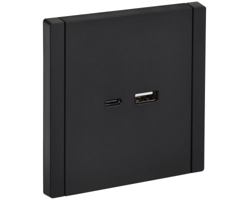 FORTE&PIANO Розетка USB A+C 18Вт FP151 скрытой установки черный (FP-U22-018-K02)