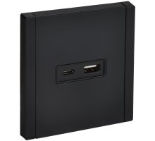 FORTE&PIANO Розетка USB A+C 18Вт FP151M скрытой установки металл черный (FP-U22-018-M-K02)