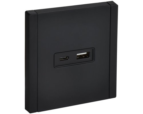 FORTE&PIANO Розетка USB A+C 18Вт FP151M скрытой установки металл черный (FP-U22-018-M-K02)