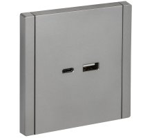 FORTE&PIANO Розетка USB A+C 18Вт FP551 скрытой установки сталь (FP-U22-018-K46)