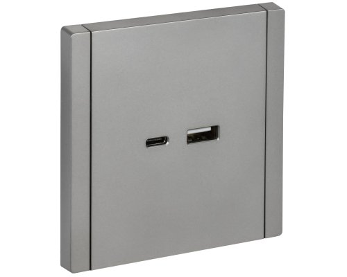 FORTE&PIANO Розетка USB A+C 18Вт FP551 скрытой установки сталь (FP-U22-018-K46)