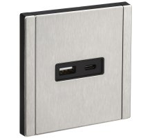 FORTE&PIANO Розетка USB A+C 18Вт FP751M скрытой установки металл никель (FP-U22-018-M-K50)