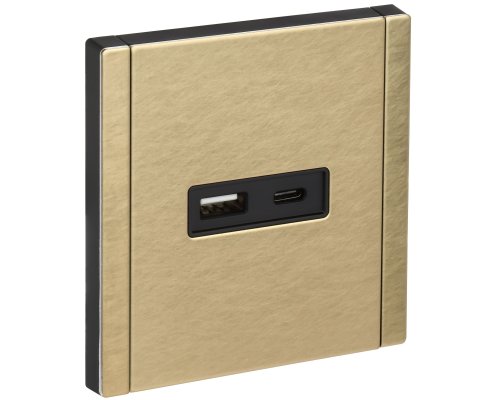FORTE&PIANO Розетка USB A+C 3,1А FP650M скрытой установки металл шампань (FP-U22-D31-M-K37)