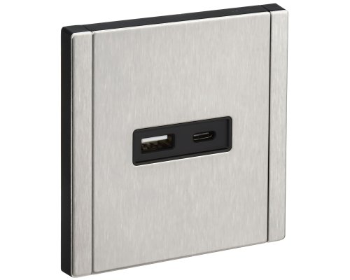 FORTE&PIANO Розетка USB A+C 3,1А FP750M скрытой установки металл никель (FP-U22-D31-M-K50)