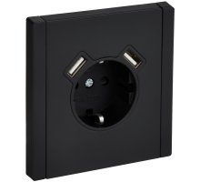 FORTE&PIANO Розетка USB A+A 3,1А FP145M с заземлением с защитными шторками винтовое крепление скрытой установки 16А металл черный (FP-R14-16-U21-D31-M-K02)