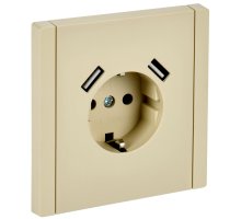 FORTE&PIANO Розетка USB A+A 3,1А FP445 с заземлением с защитными шторками винтовое крепление скрытой установки 16А ваниль (FP-R14-16-U21-D31-K10)