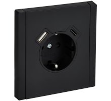 FORTE&PIANO Розетка USB A+C 18Вт FP147M с заземлением с защитными шторками винтовое крепление скрытой установки 16А металл черный (FP-R14-16-U22-018-M-K02)