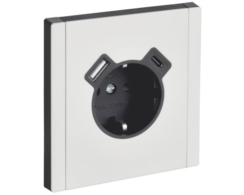 FORTE&PIANO Розетка USB A+C 18Вт FP247M с заземлением с защитными шторками винтовое крепление скрытой установки 16А металл белый (FP-R14-16-U22-018-M-K01)