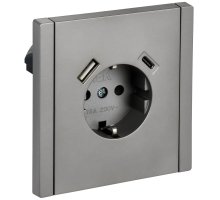 FORTE&PIANO Розетка USB A+C 18Вт FP547 с заземлением с защитными шторками винтовое крепление скрытой установки 16А сталь (FP-R14-16-U22-018-K46)