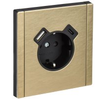FORTE&PIANO Розетка USB A+C 18Вт FP647M с заземлением с защитными шторками винтовое крепление скрытой установки 16А металл шампань (FP-R14-16-U22-018-M-K37)