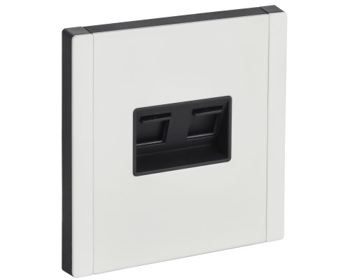 FORTE&PIANO Розетка двойная RJ11+RJ45 кат.5E FP235M скрытой установки металл белый (FP-KT20-O-1-M-K01)