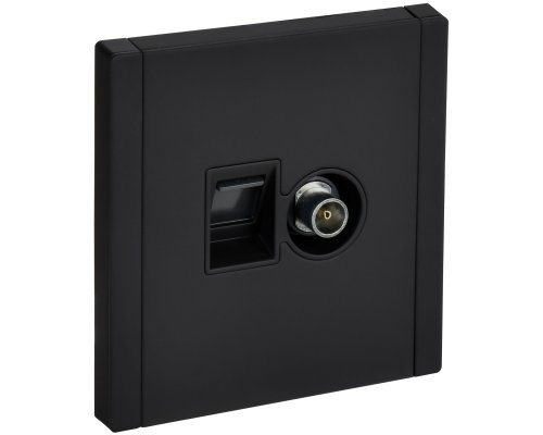 FORTE&PIANO Розетка двойная TV+RJ45 кат.6 FP137M скрытой установки металл черный (FP-AK20-2-M-K02)