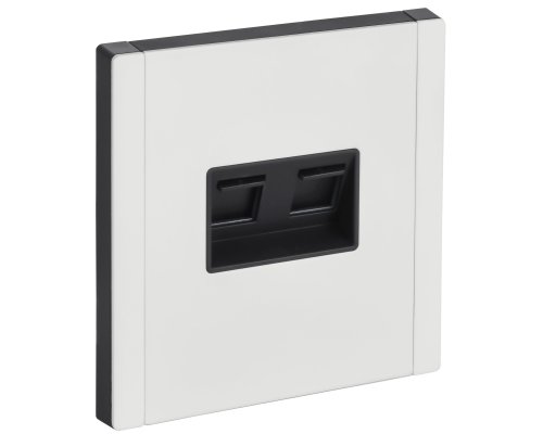 FORTE&PIANO Розетка компьютерная двойная RJ45 кат.6 FP234M скрытой установки металл белый (FP-K20-2-M-K01)
