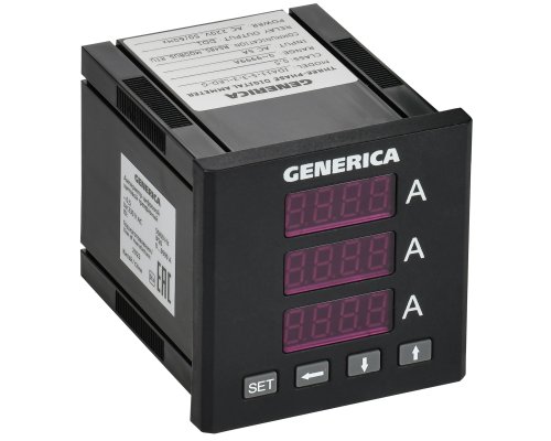 Амперметр цифровой щитовой трехфазный DO RS-485 72х72 LED GENERICA (IDA11-5-3-3-LED-G)