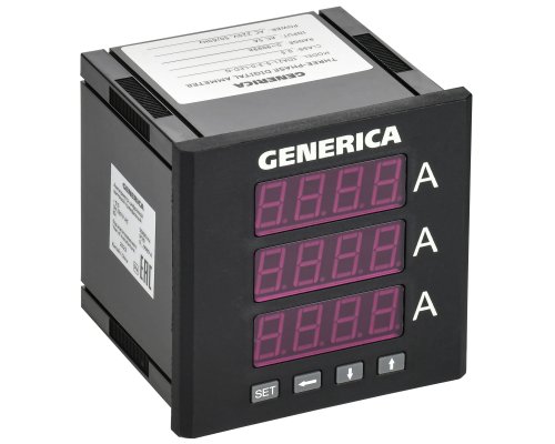 Амперметр цифровой щитовой трехфазный 96х96 LED GENERICA (IDA21-5-3-0-LED-G)