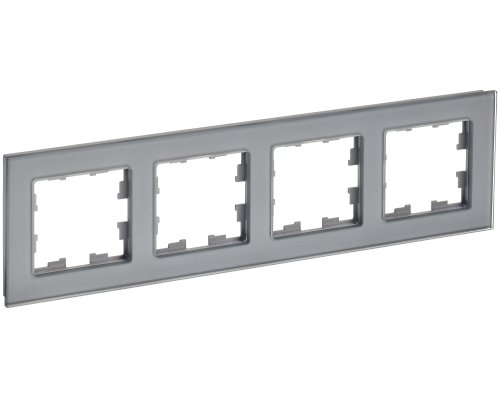 Рамка 4-местная РУ-4-2-БрСе стекло серый BRITE (BR-M42-G-K03)