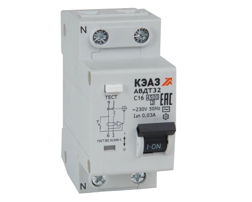 АВДТ32-22C20-AC 2п C 20А 30мА тип AC 4.5кА УХЛ4, КЭАЗ (318362)