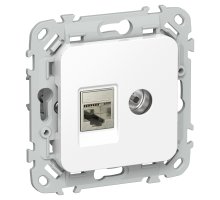 FLITE Розетка 2-местная RJ45/TV кат 6 STP РКТВ6-2-1-ФлБ скрытой установки белый (FI-AK21-2-K01)