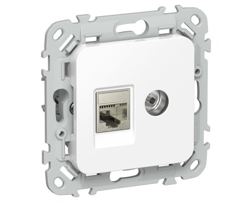 FLITE Розетка 2-местная RJ45/TV кат 6 STP РКТВ6-2-1-ФлБ скрытой установки белый (FI-AK21-2-K01)