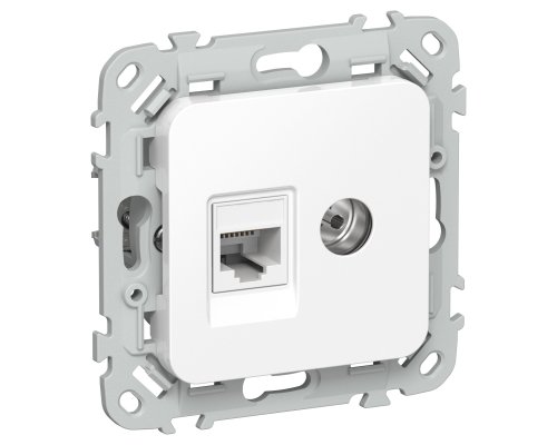 FLITE Розетка 2-местная RJ45/TV кат 5Е UTP РКТВ5е-2-0-ФлБ скрытой установки белый (FI-AK22-1-K01)