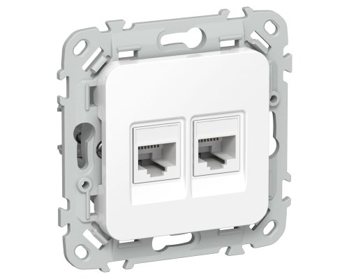 FLITE Розетка 2-местная RJ45/RJ11 кат 6/3 UTP РКТ6/3-2-0-ФлБ скрытой установки белый (FI-KT22-2-K01)