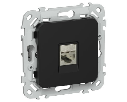 FLITE Розетка компьютерная RJ45 кат 6 STP РК6-1-1-ФлЧ скрытой установки черный (FI-K11-2-K02)