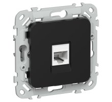 FLITE Розетка компьютерная RJ45 кат 6 UTP РК6-1-0-ФлЧ скрытой установки черный (FI-K12-2-K02)