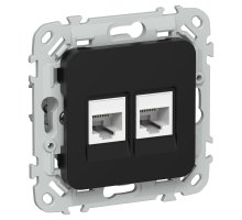 FLITE Розетка 2-местная компьютерная RJ45 кат 6 UTP РК6-2-0-ФлЧ скрытой установки черный (FI-K22-2-K02)