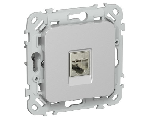 FLITE Розетка компьютерная RJ45 кат 5Е STP РК5е-1-1-ФлА скрытой установки алюминий (FI-K11-1-K47)