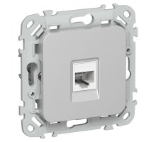 FLITE Розетка компьютерная RJ45 кат 5Е UTP РК5е-1-0-ФлА скрытой установки алюминий (FI-K12-1-K47)