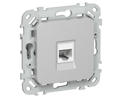 FLITE Розетка компьютерная RJ45 кат 6 UTP РК6-1-0-ФлА скрытой установки алюминий (FI-K12-2-K47)