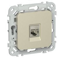 FLITE Розетка компьютерная RJ45 кат 5Е STP РК5е-1-1-ФлШ скрытой установки шампань (FI-K11-1-K37)