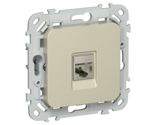 FLITE Розетка компьютерная RJ45 кат 6 STP РК6-1-1-ФлШ скрытой установки шампань (FI-K11-2-K37)