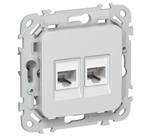 FLITE Розетка 2-местная компьютерная RJ45 кат 5Е UTP РК5е-2-0-ФлЖ скрытой установки жемчуг (FI-K22-1-K36)